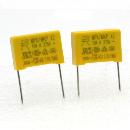 2x Condensateurs MPX MPK X2 104K 100nf P:15mm 275V - 226con489