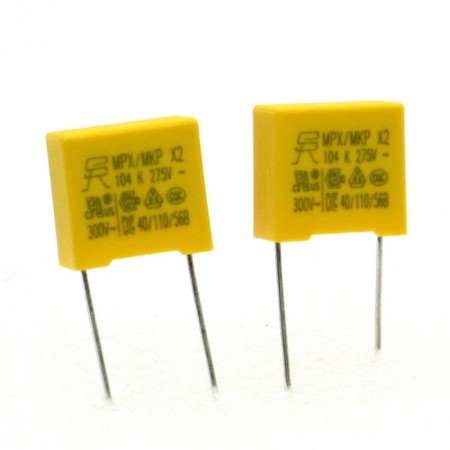 2x Condensateurs MPX MPK X2 104K 100nf  P:10mm 275V 