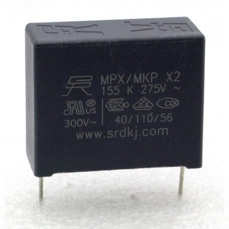 Condensateur MPX MPK X2 155K 1.5uf  P:27.5mm 275V