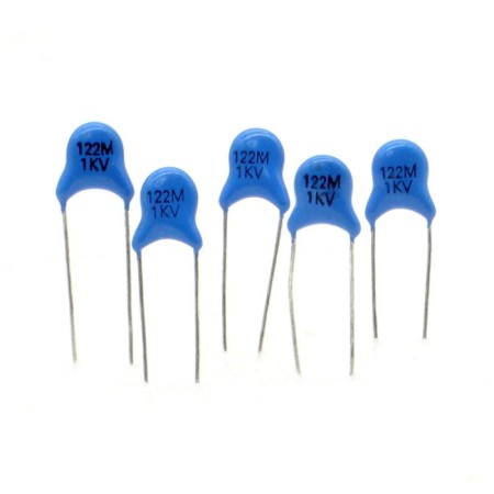 5x Condensateur ceramique  122 1.2nf - 1kv - 1000v Haute Tension