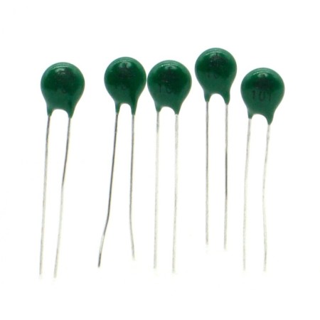 5x Thermistance MF11 101J - 100ohm NTC 5% - pas: 2.5mm - Nanjing - 93ther007