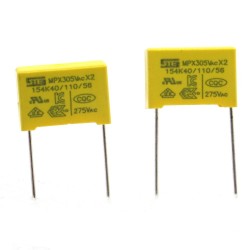 2x Condensateurs MKP MEX-X2 100nf 0.1uF P:15mm 275V - Tenta - 227con561