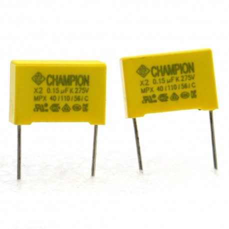 2x Condensateurs MPX X2 150nf - 0.15uf - P:15mm 275V