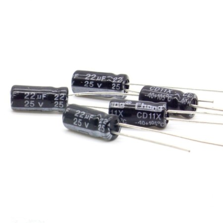 5x Condensateur 22uF 25V  5x11mm -