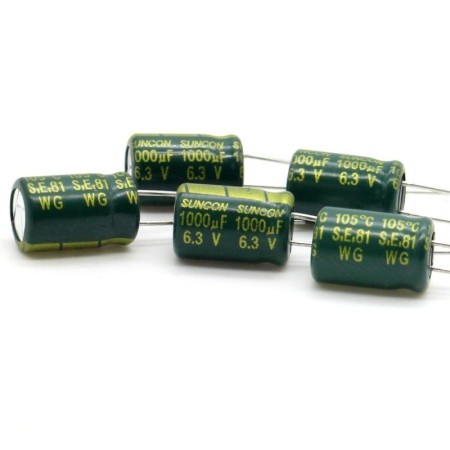5x Condensateur chimique suncon 1000uf 6.3v  8x12mm
