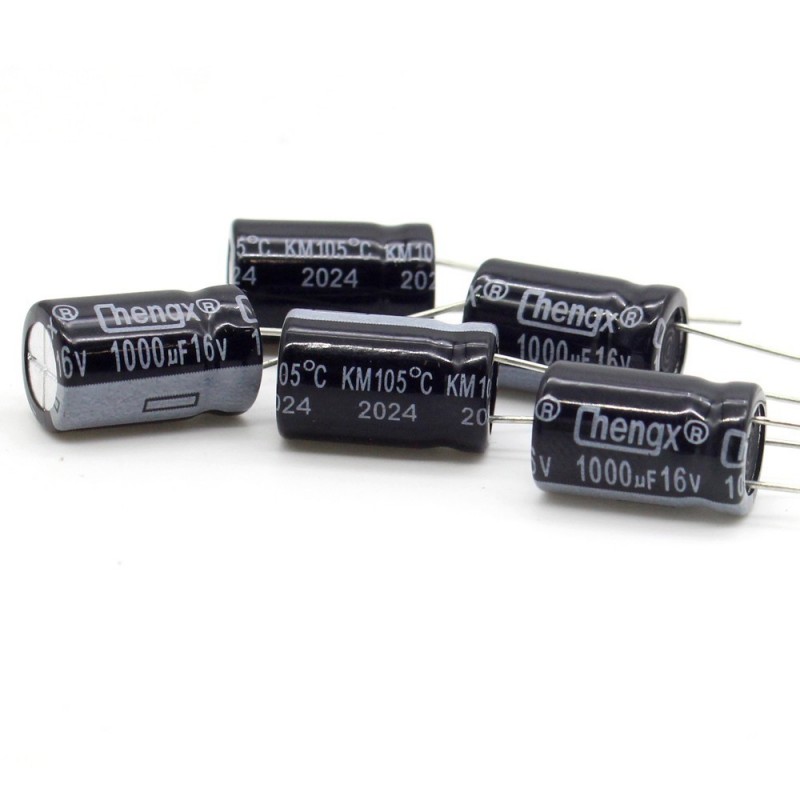 100pcs 16 V 1000uF 105 C Radial Condensateur électrolytique 8x16mm Noir