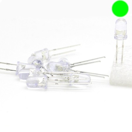 10x LED Cristal - couleur vert - 5mm - 3.5v - 35led004