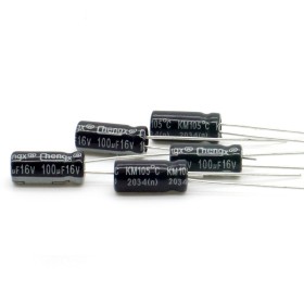 5x Condensateur chimique radial 100uF 16V 5x11mm - 64con162