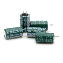 5x Condensateur 100uf - 25v - 6x11mm - P: 2.5mm - Samxon -313con589