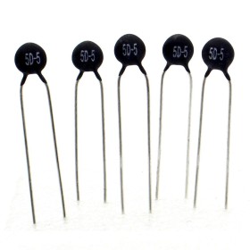 5x Thermistance NTC - 5D-5 - 5ohm - 1A - Hongzhi Elec - 16vari031