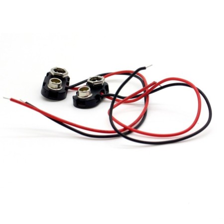 2x Support pile 9V plastique dur - avec câble 15cm - a souder