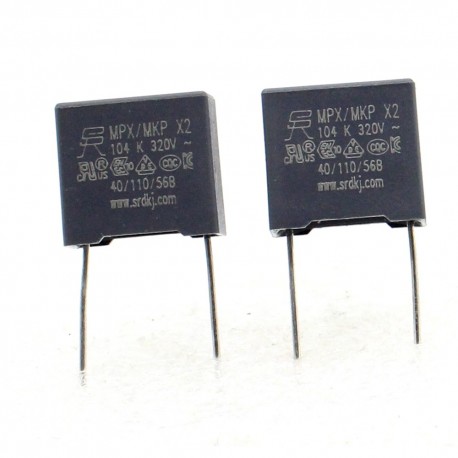 2x Condensateurs MPX MPK X2 104K 100nf P:10mm 320V - SRD