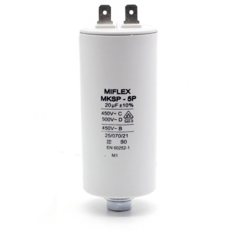 Condensateur moteur 20uf - 450v - MKSP-5P - Miflex