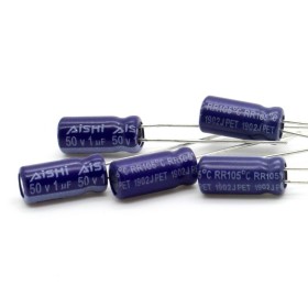 5x Condensateur chimique 1uf - 50V - 5x11mm - P: 2mm - AISHI - 354con683