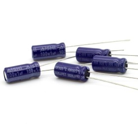 5x Condensateur chimique 1uf - 100V - 5x11mm - P: 2mm - AISHI 