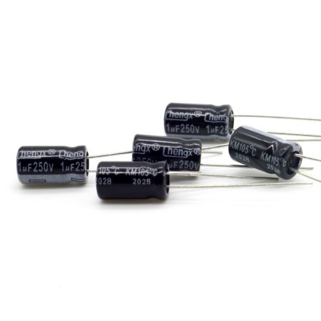 5x Condensateur chimique 1uf - 250V 6.3x11mm P: 2mm - Chengxing - 354con687