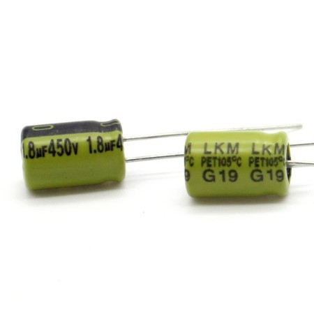 5x Condensateur Chimique 1.8uf  450V 6.3x9mm - P:2.5mm - Ymin