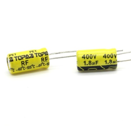 2x Condensateur Chimique 1.8uf 400V 6.3x12mm - P:2.5mm - Topaz - 355con689