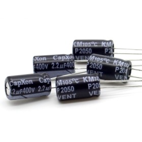 5x Condensateur chimique 2.2uf  400V 6.3x11mm P:2.5mm - Capxon