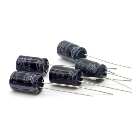 5x Condensateur chimique 2.2uf  400V 6.3x9mm P:2.5mm - Yunxing 