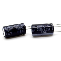 2x Condensateur Chimique 2.2uf 400V 6.3x11mm P:2.5mm Rubycon 357con703