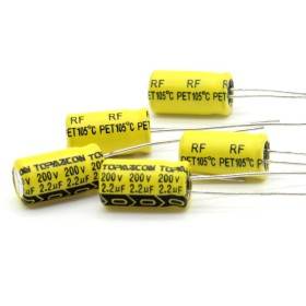 5x Condensateur chimique 2.2uf  200V 6.3x12mm P:2.5mm Topaz