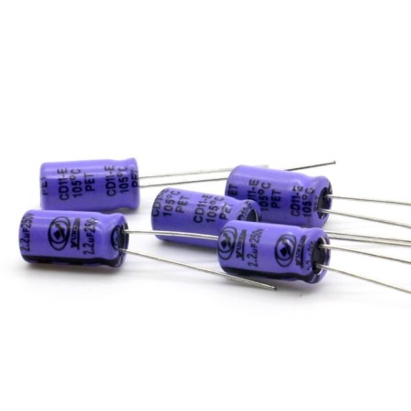 5x Condensateur chimique 2.2uf  250V 6.3x12mm P:2.5mm - Yunxing