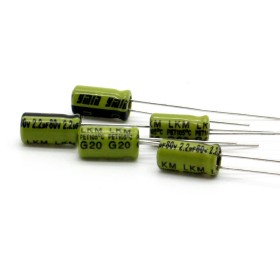 5x Condensateur Chimique 2.2uf 80V - 5x9mm P:2mm Ymin