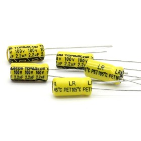 5x Condensateur chimique 2.2uf  100V 5x11mm P:2mm Topaz