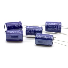 5x Condensateur chimique 3.3uf - 400V - 8x12mm - P: 3.5mm - AISHI