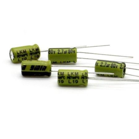 5x Condensateur Chimique 2.7uf 80V - 5x9mm P:2mm Ymin 359con723