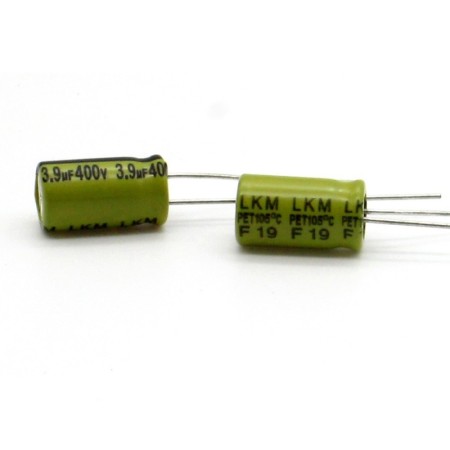 2x Condensateur Chimique 3.9uf - 400V - 6.3x11mm P:2.5mm Ymin 360con726
