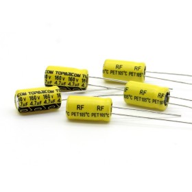 5x Condensateur chimique 4.7uf - 160V 6.3x12mm P:2.5mm Topaz