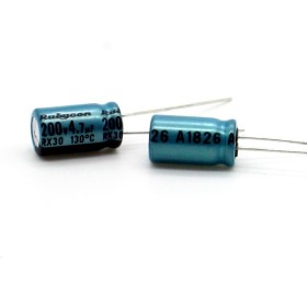 2x Condensateur Chimique 4.7uf 200V 6.3x11mm P:2.5mm Rubycon