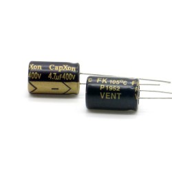 2x Condensateur chimique 4.7uf 400V 8x11.5mm P:3.5mm - Capxon 362con738