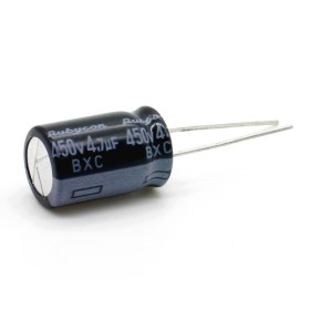 Condensateur électrolytique 4.7uf 450V 10x16mm - P: 5mm - Rubycon