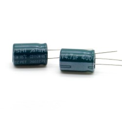 2x Condensateur 4.7uf - 400v - 8x12mm - P:3.5mm - 105°C - AISHI - 363con745