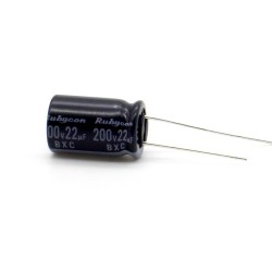 Condensateur électrolytique 22uf 200V 10x16mm - P: 5mm - Rubycon - 367con772