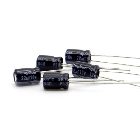 5x Condensateur chimique 22uf - 16V - 5x7mm - P: 2mm - Capxon - 368con773