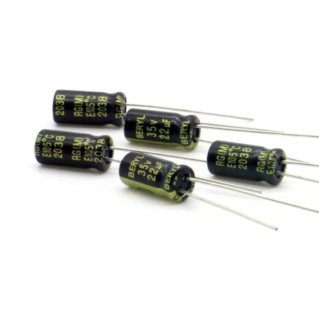 5x Condensateur Chimique 22uf - 35V - 5x11mm P:2mm BERYL - 368con774