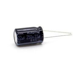 Condensateur électrolytique 22uf 250V 10x16mm - P: 5mm - Rubycon