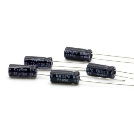 5x Condensateur chimique 22uf - 16V - 5x11mm - P: 2mm - Capxon - 369con781