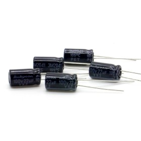 5x Condensateur 22uf - 100V - 6.3x11mm - P: 2.5mm - Rubycon - 369con785