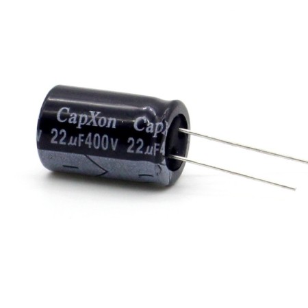 Condensateur chimique 22uf 400v 13x20mm - P: 5mm - Capxon - 370con793