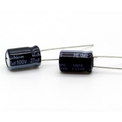 2x Condensateur 27uf - 100v - 8x11.5mm - P: 3.5mm - Nichicon - 371con804