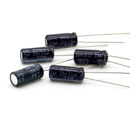 5x Condensateur 33uf - 35V - 5x11mm - P: 2mm - Rubycon - 372con811