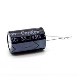Condensateur chimique 33uf - 450v - 16x25mm - P: 7.5mm - Capxon - 374con820
