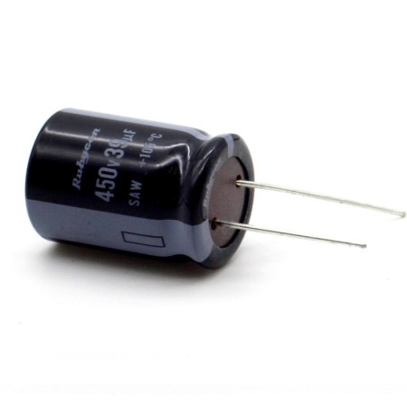 Condensateur 39uf - 450V - 18x25mm - P: 7.5mm - Rubycon - 374con821