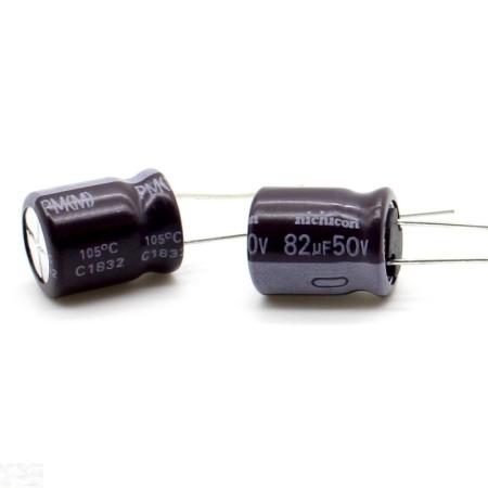 2x Condensateur 82uf - 50V - 10x12.5mm - P: 5mm - Nichicon - 378con843