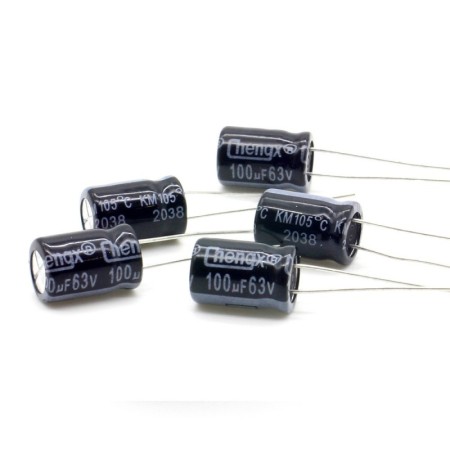 5x Condensateur 100uf - 63v - 8x12mm - P: 3.5mm - Chengxing - 380con856